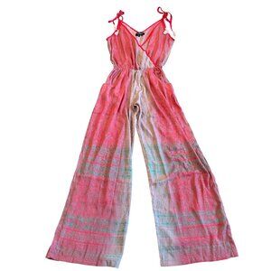 Coisas Silk Blend Bohemian Jumpsuit Wide Leg Spaghetti Strap Size Small Women's